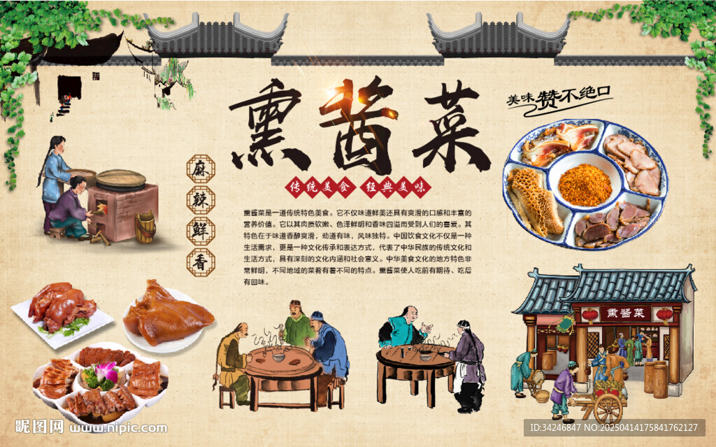 熏醬菜背景墻