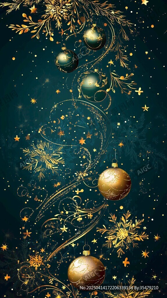夢幻圣誕金色裝飾背景圖