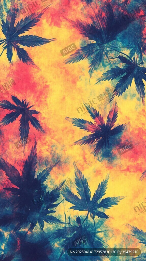 彩色楓葉圖案背景紋理