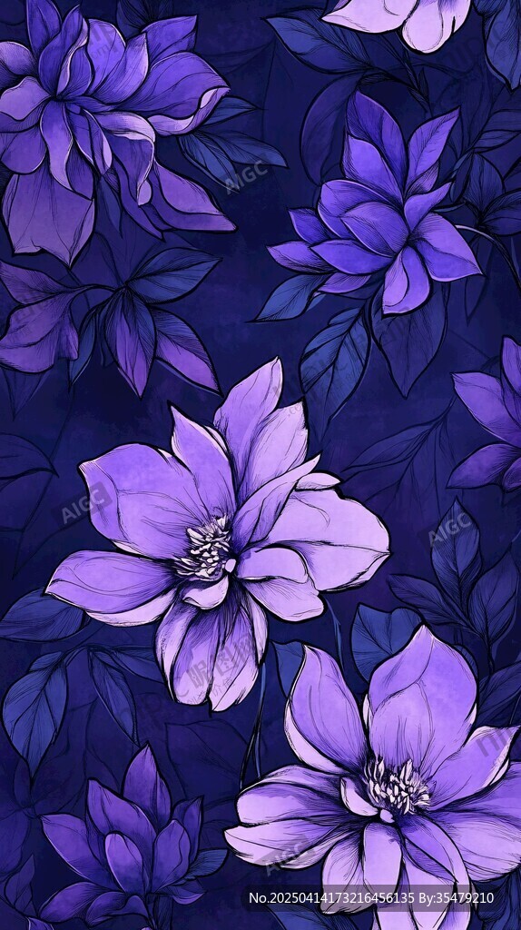 紫色花卉圖案背景紋理