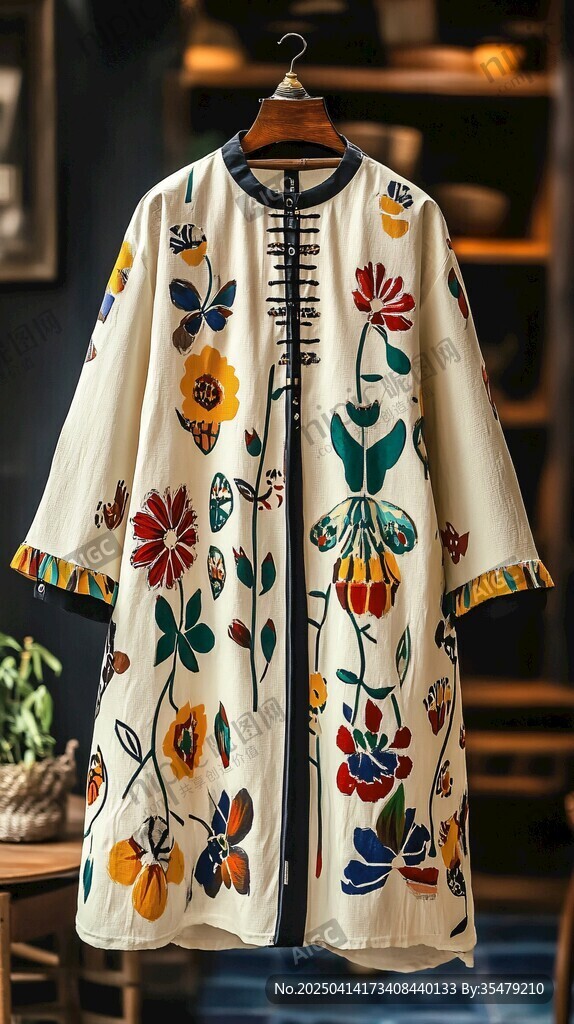 民族風(fēng)花卉刺繡長(zhǎng)款外套