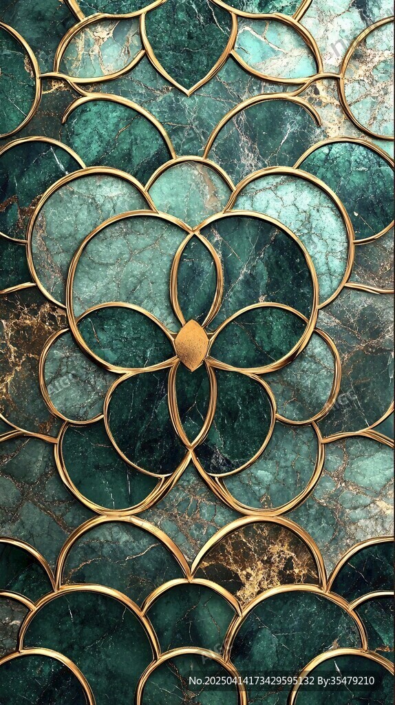 復(fù)古綠金交織花卉圖案紋理
