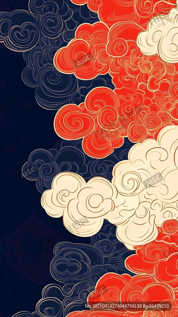 中式祥云圖案背景裝飾圖