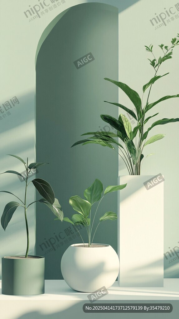 清新綠植室內簡約裝飾景