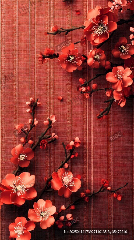 紅梅綻于紅墻