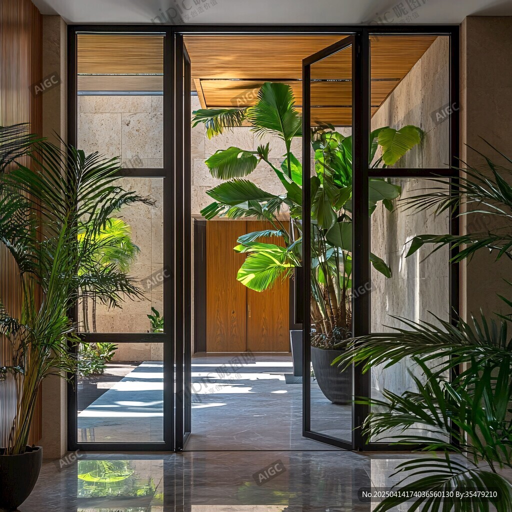 通透門廊下的綠植景觀