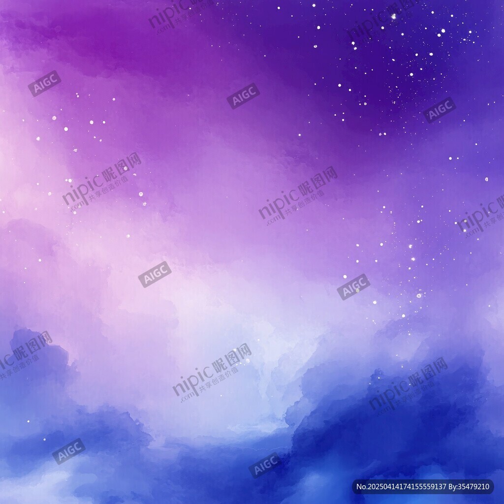 夢幻星空紫色云海背景圖