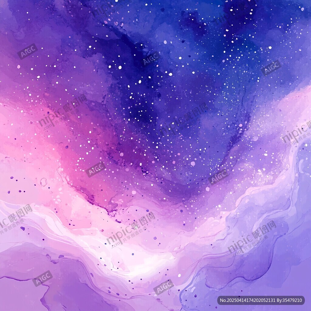 夢幻星空水彩背景圖