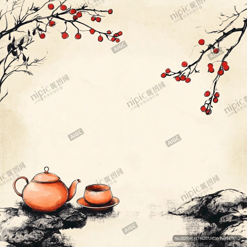 中式茶韻 梅枝相伴之景
