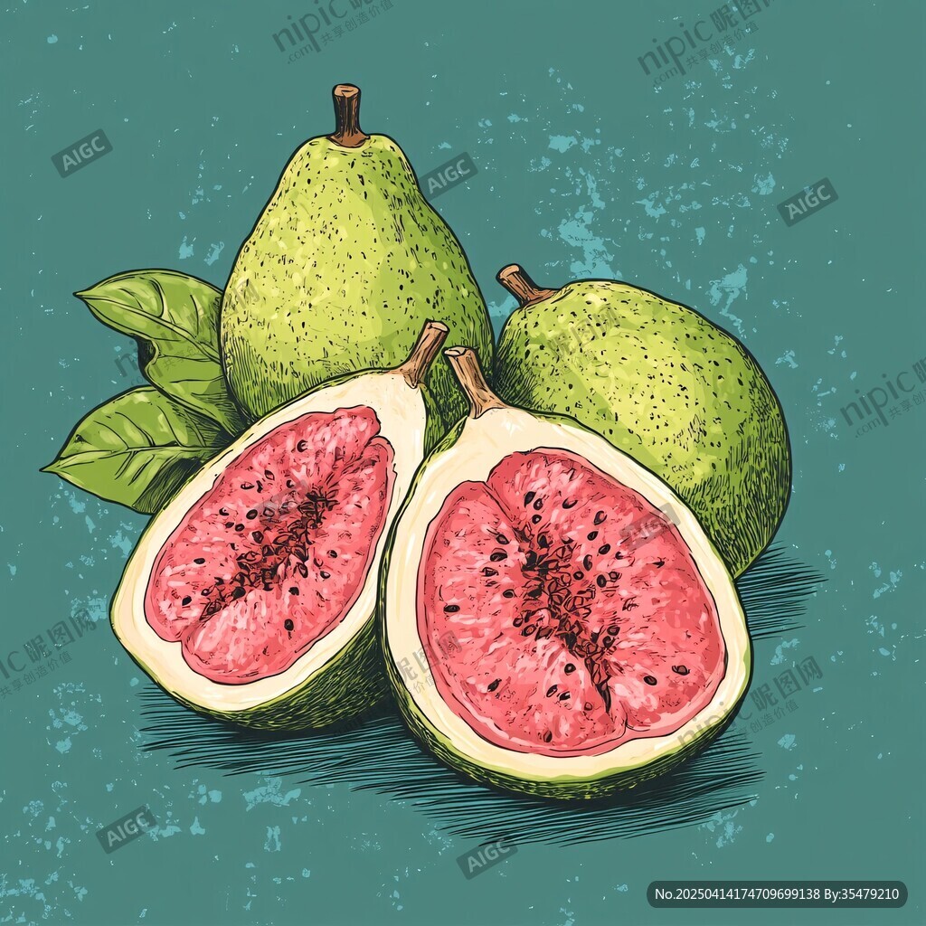 手繪番石榴水果插畫(huà)