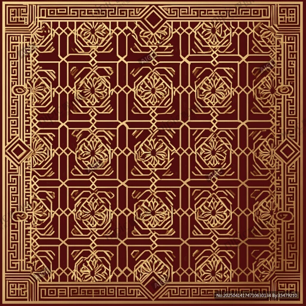 中式傳統(tǒng)金色花紋圖案