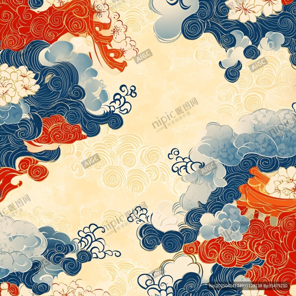中式云紋海浪傳統(tǒng)風(fēng)圖案