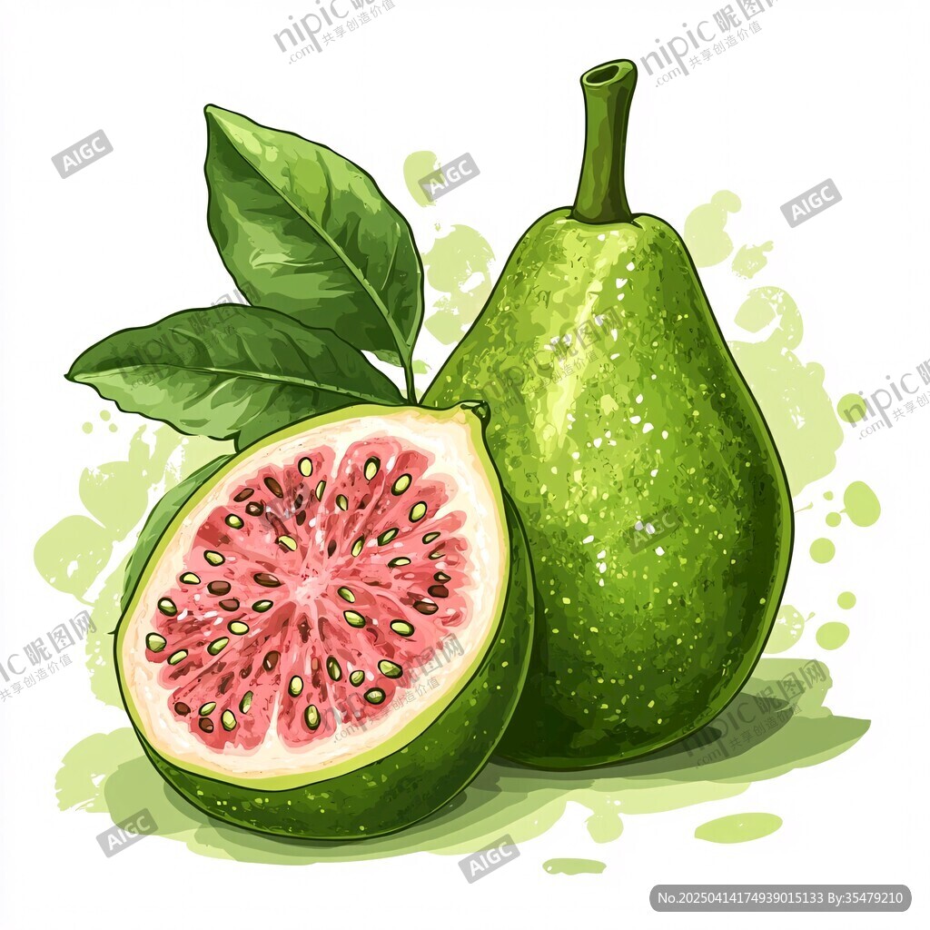 清新手繪番石榴果實插畫