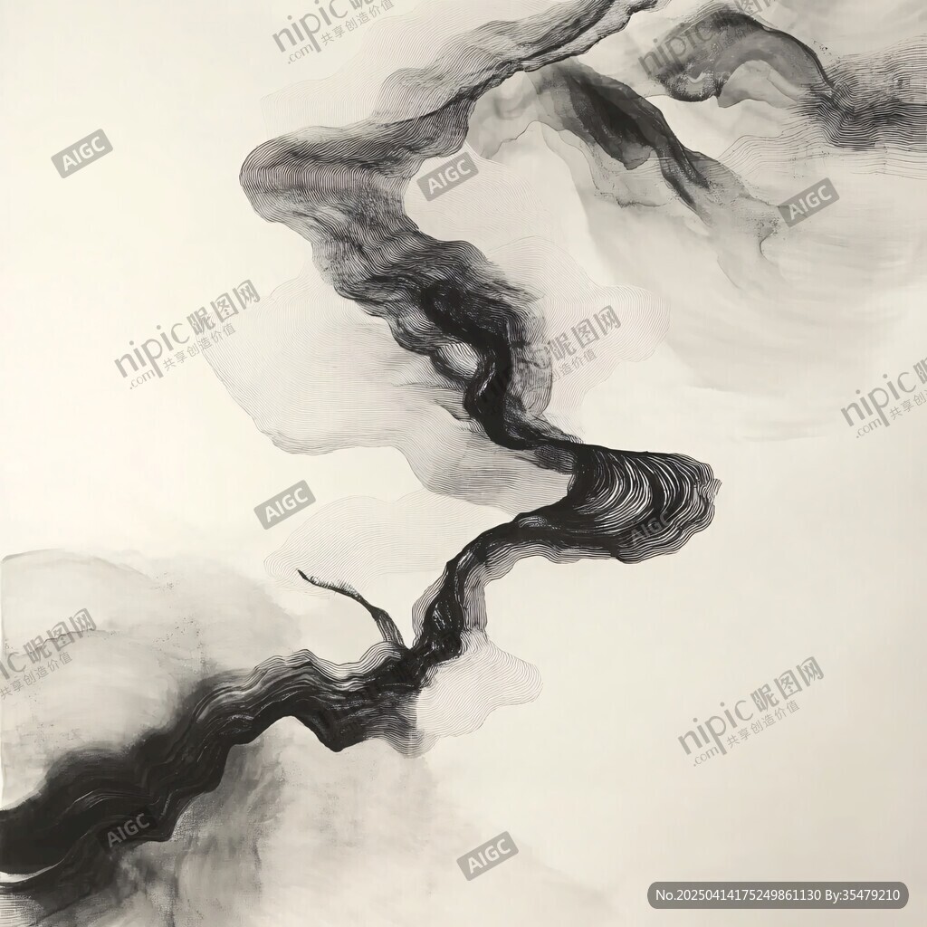 水墨靈動寫意抽象畫面