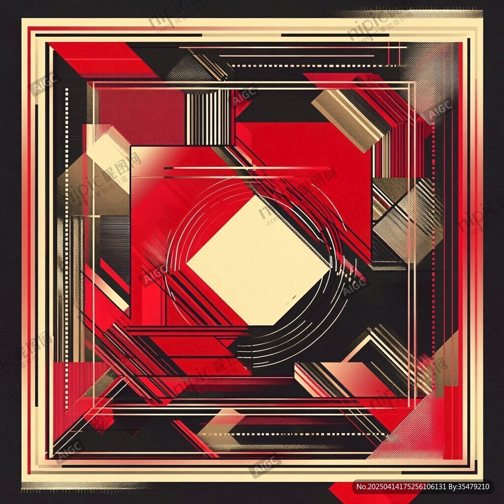 幾何紅金抽象藝術(shù)圖案