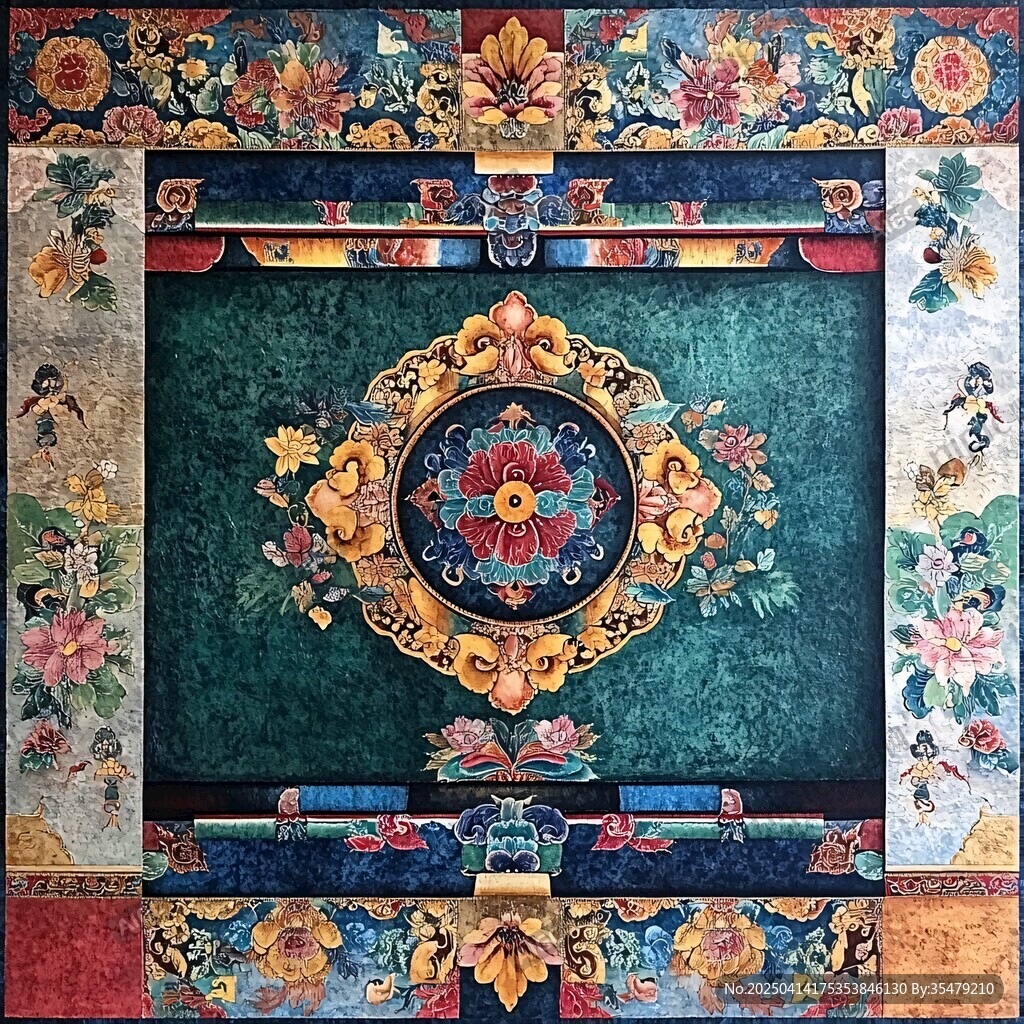 藏式傳統精美花紋裝飾畫
