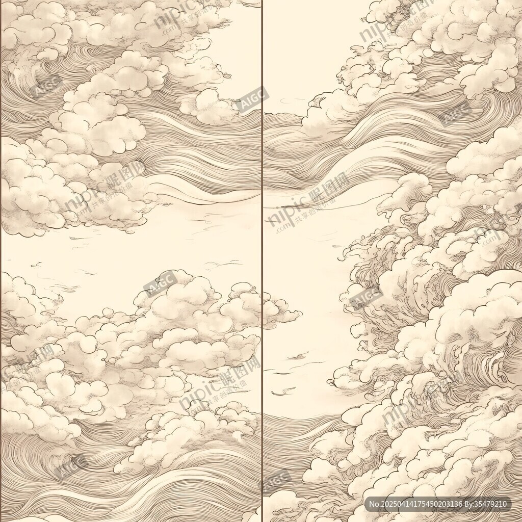 中式云海圖案裝飾畫
