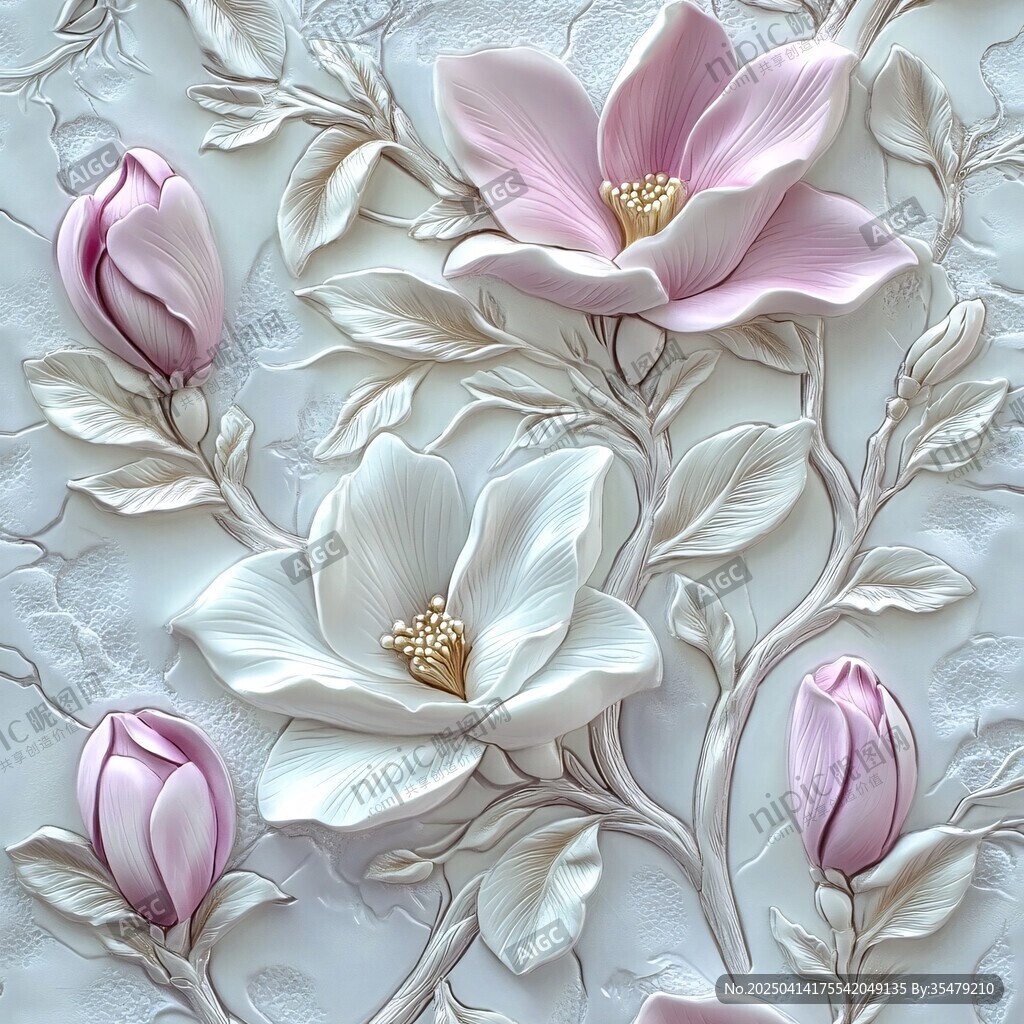 玉蘭花浮雕 優(yōu)雅花卉藝術(shù)