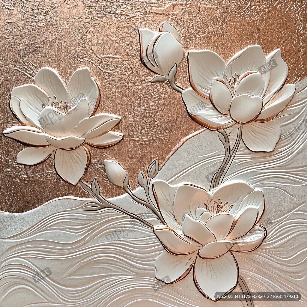 浮雕玉蘭花飾 優(yōu)雅藝術(shù)風