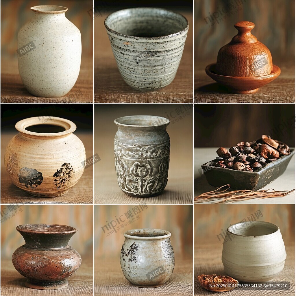 各式精美陶藝器皿展示