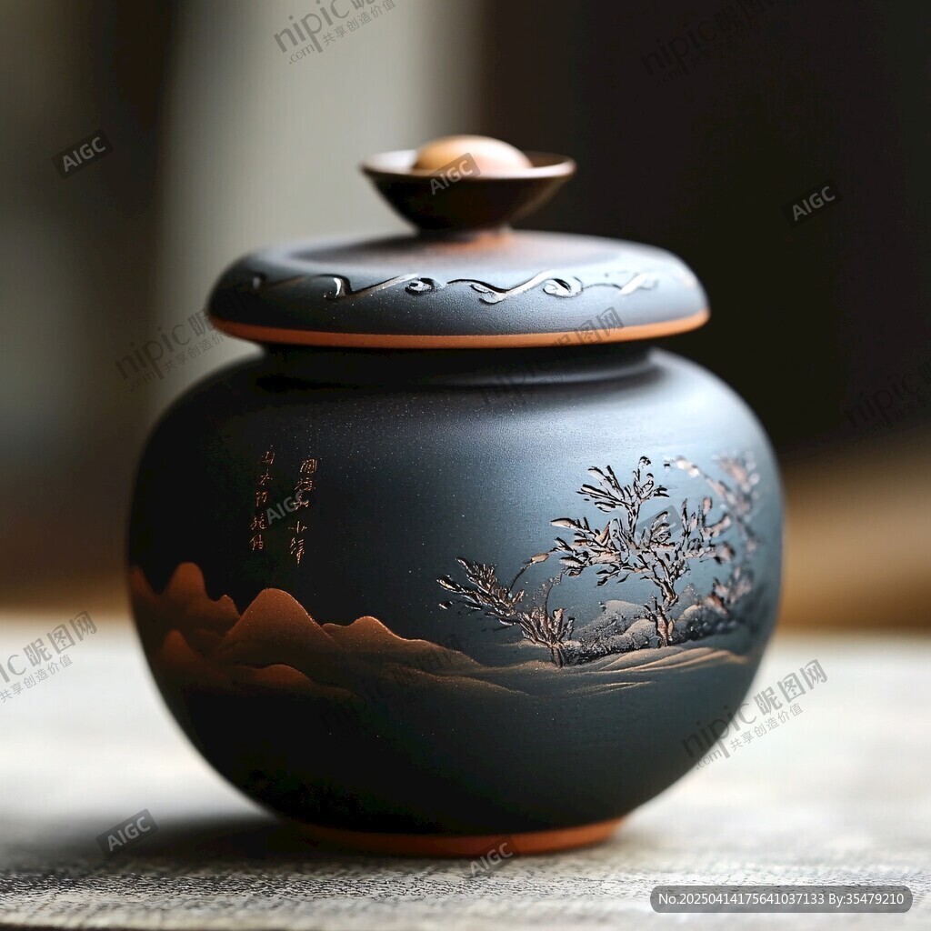 中式手繪茶葉罐 古樸雅致