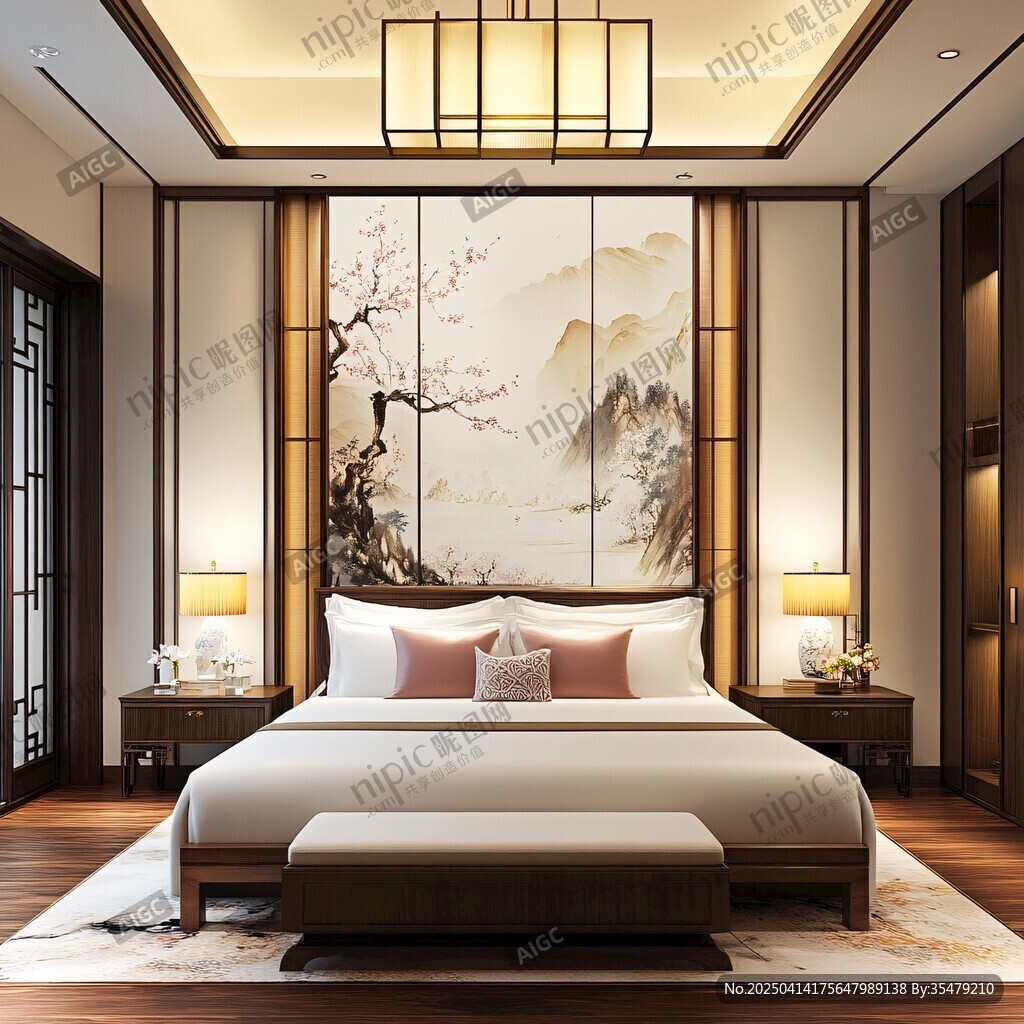 新中式雅致臥室室內(nèi)設(shè)計圖