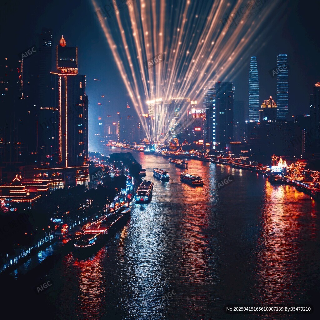 璀璨都市江景夜景燈光秀