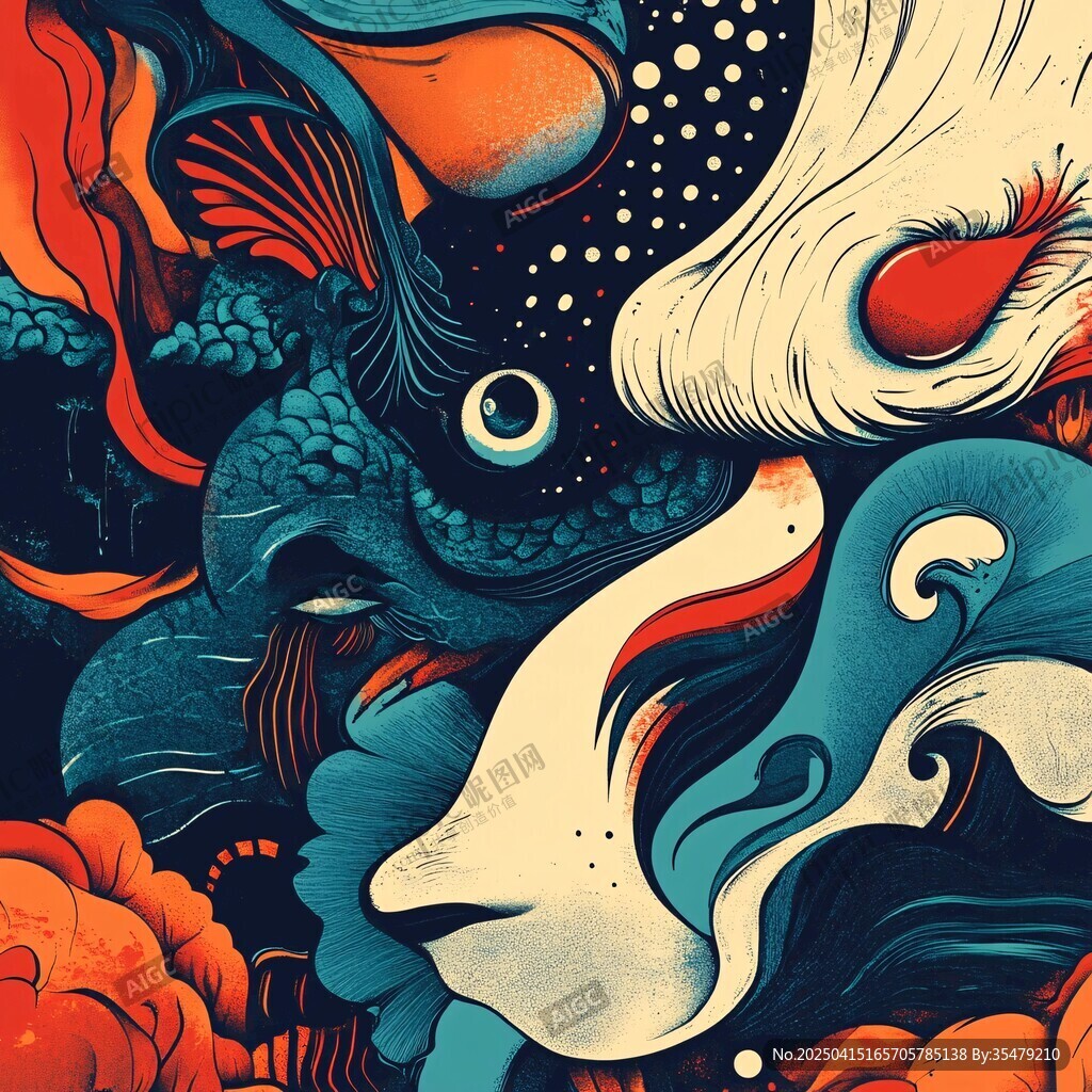 奇幻海洋生物抽象藝術(shù)畫
