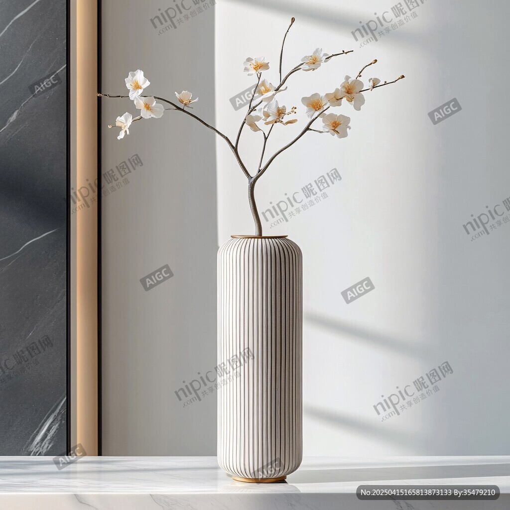 簡(jiǎn)約花瓶插枝素雅花卉
