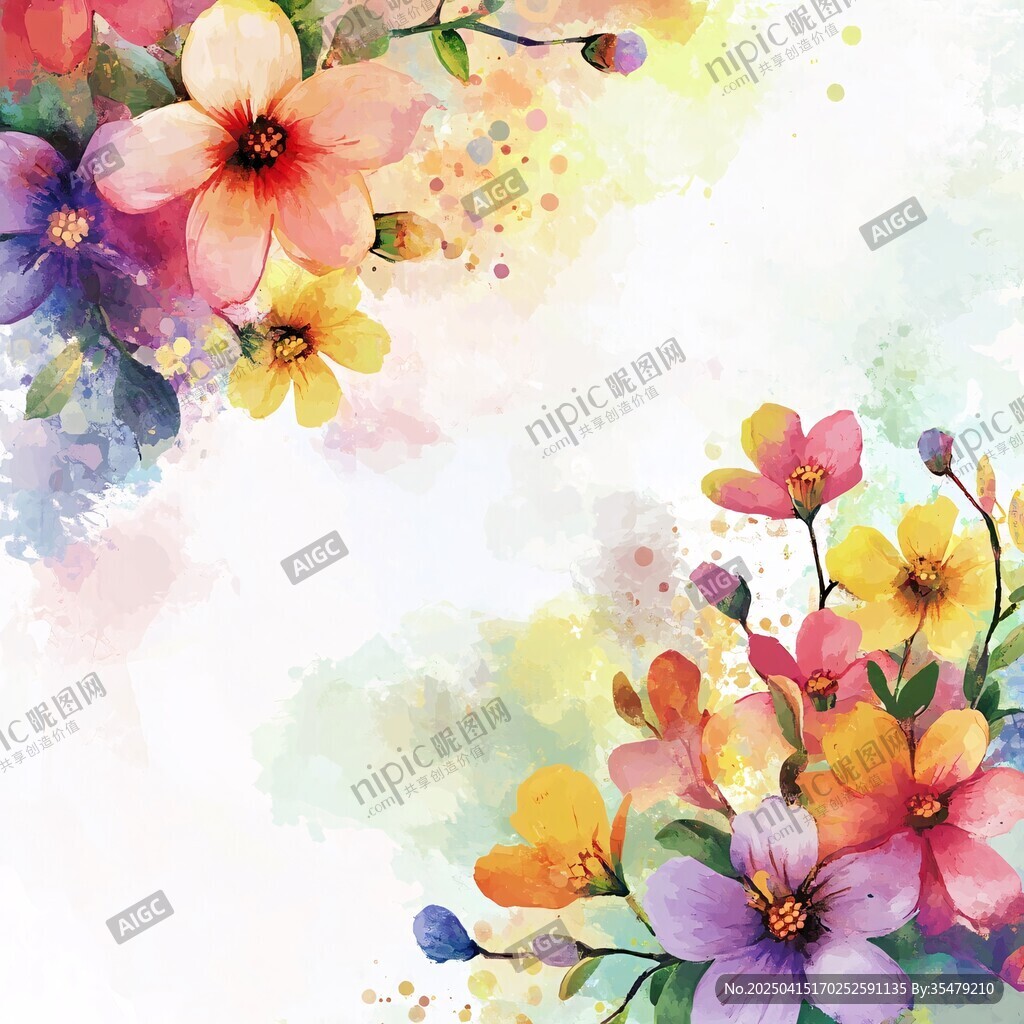 水彩花卉 絢麗多彩的綻放