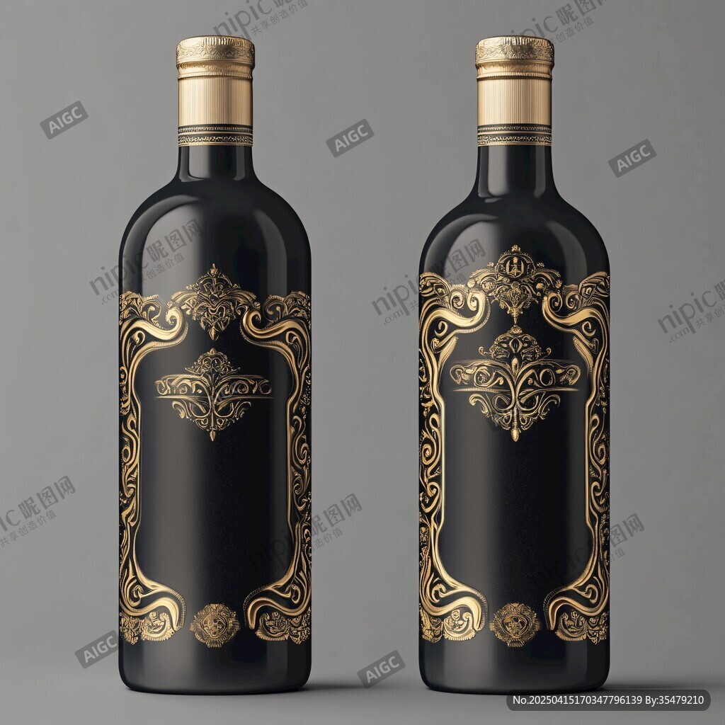 奢華黑金風(fēng)葡萄酒瓶設(shè)計(jì)