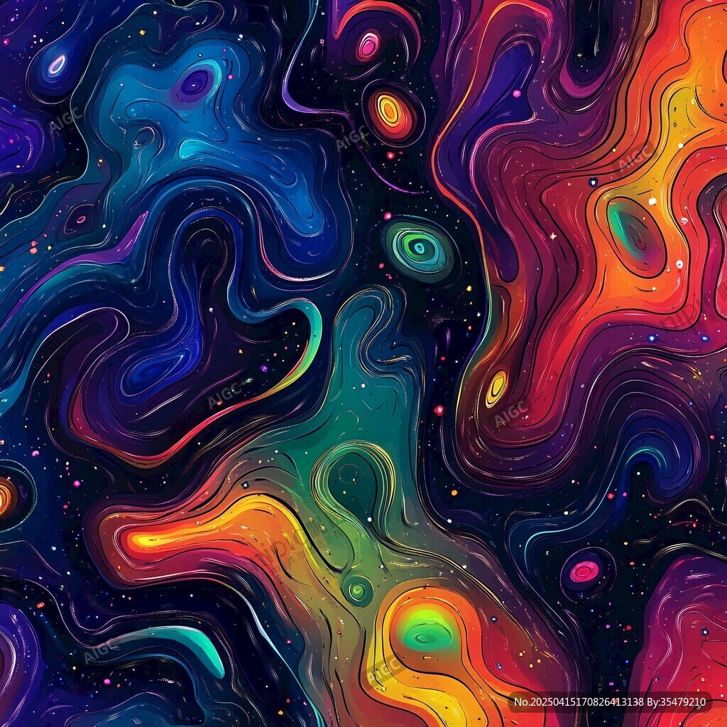 夢(mèng)幻炫彩流體宇宙抽象畫