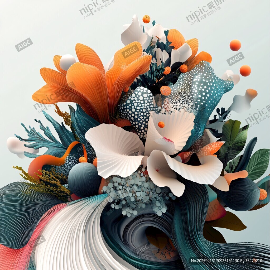奇幻3D花卉藝術(shù)創(chuàng)意組合