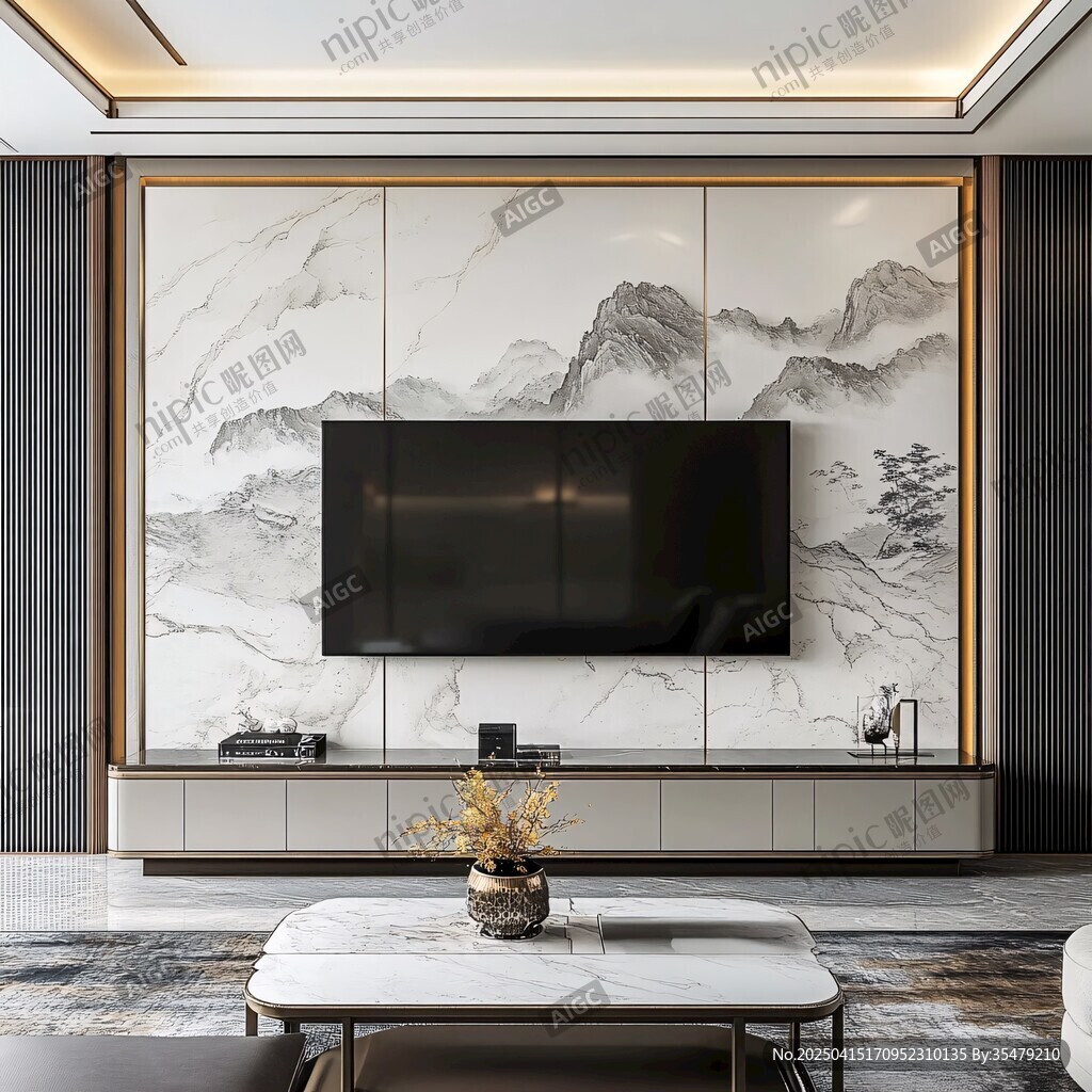 新中式客廳電視背景墻設(shè)計(jì)