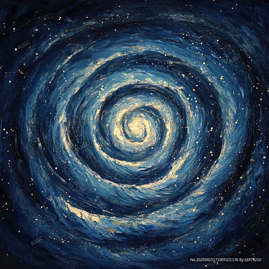 夢(mèng)幻星空漩渦油畫作品