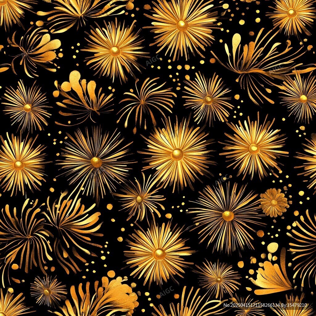 金色煙花無縫圖案背景
