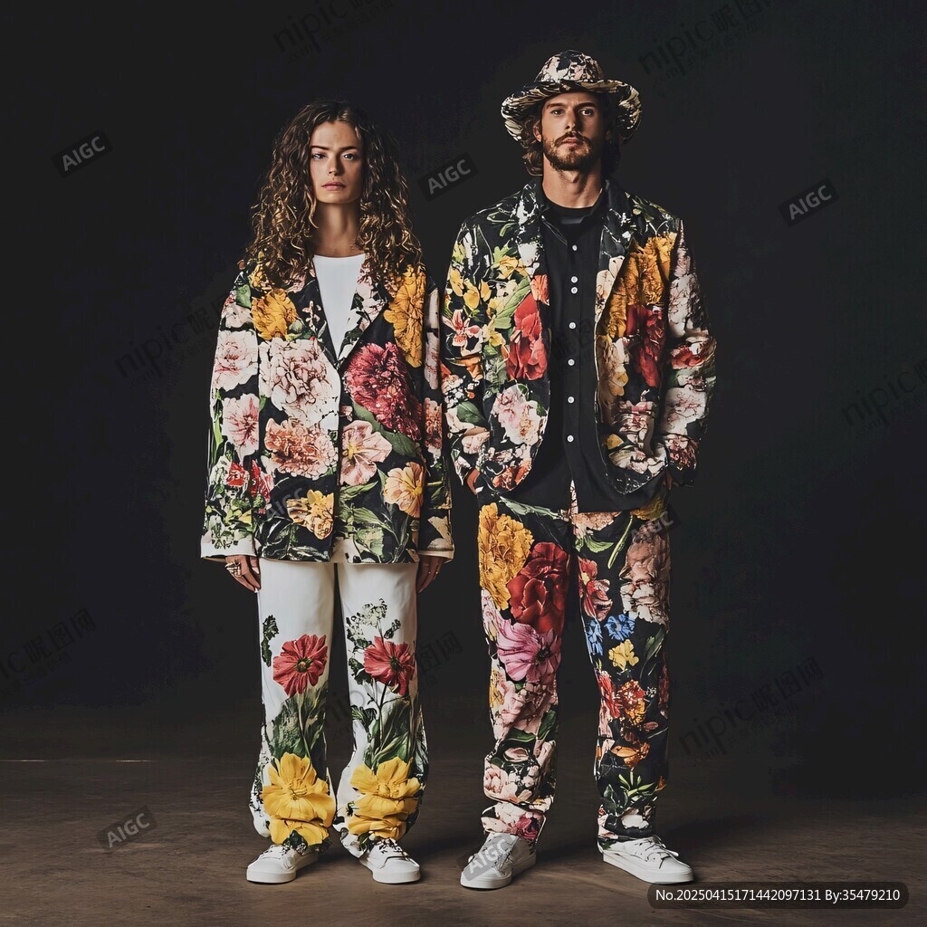 時(shí)尚花卉套裝穿搭展示