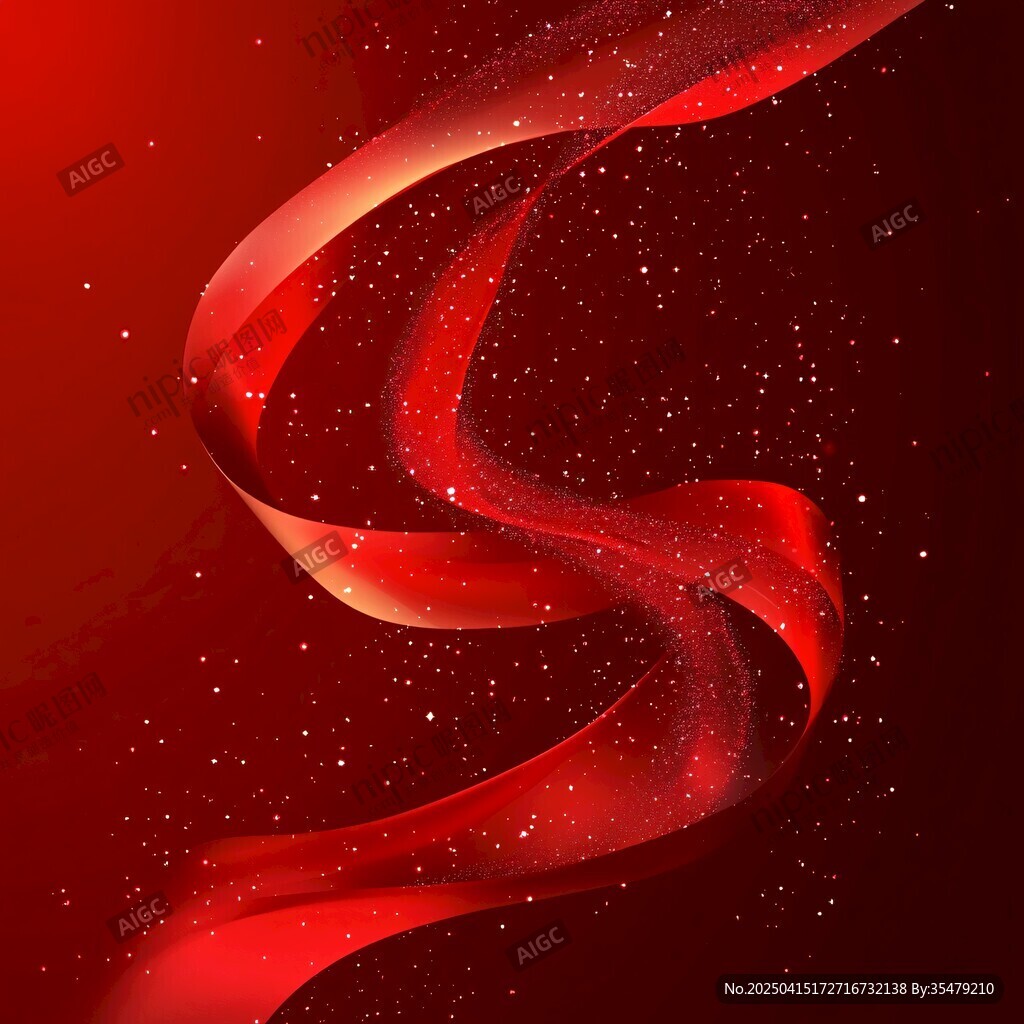 紅色飄帶夢幻背景圖