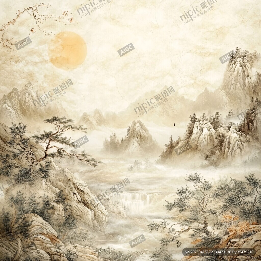 中式山水意境圖