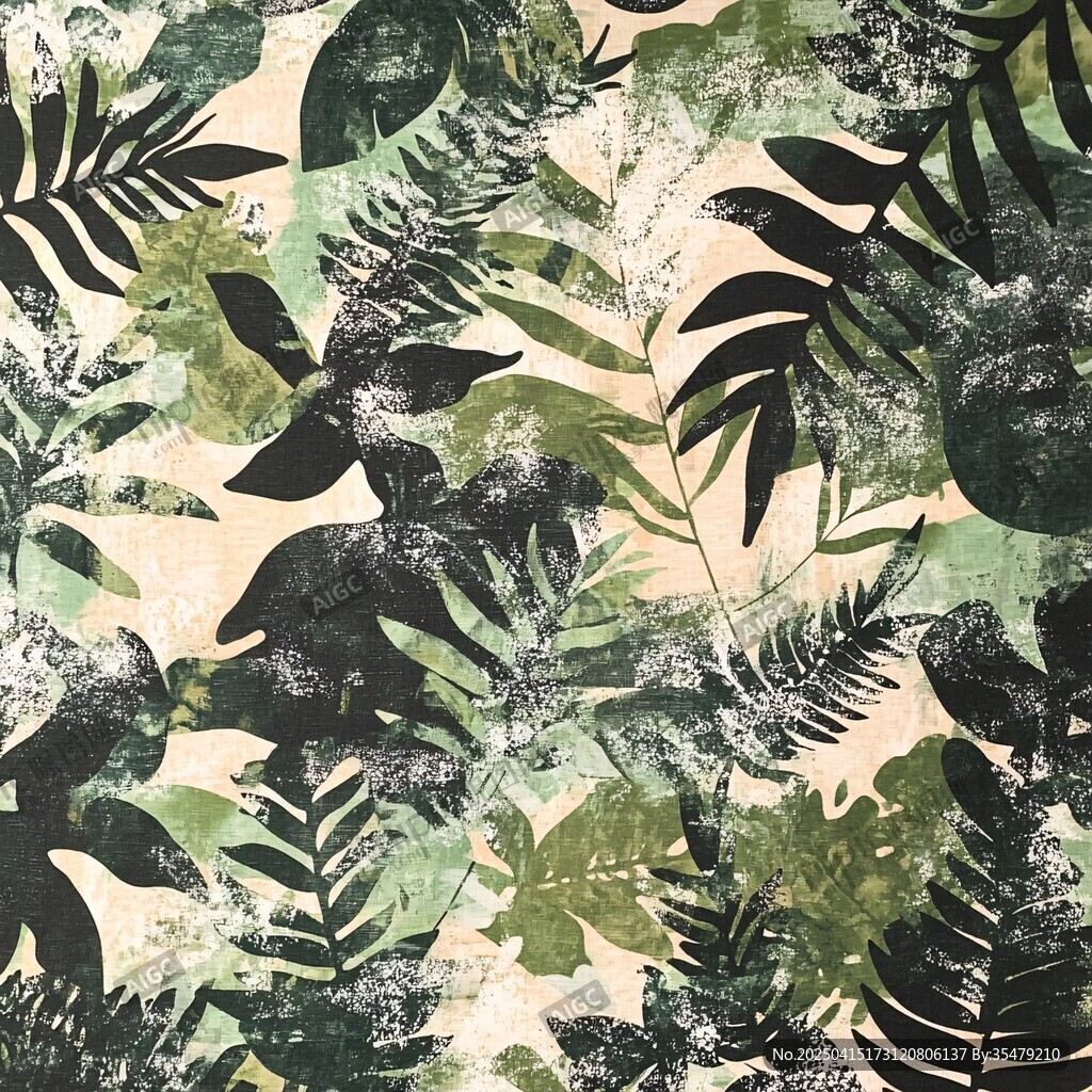 熱帶植物風復古印花圖案