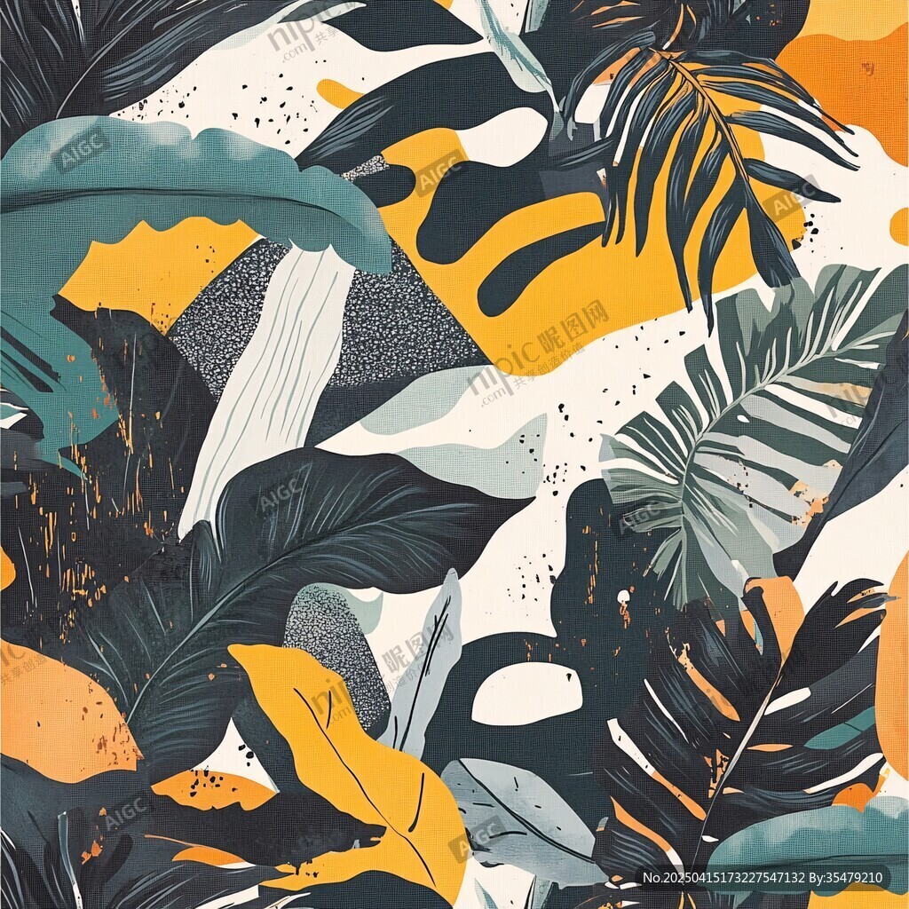 熱帶植物抽象藝術插畫