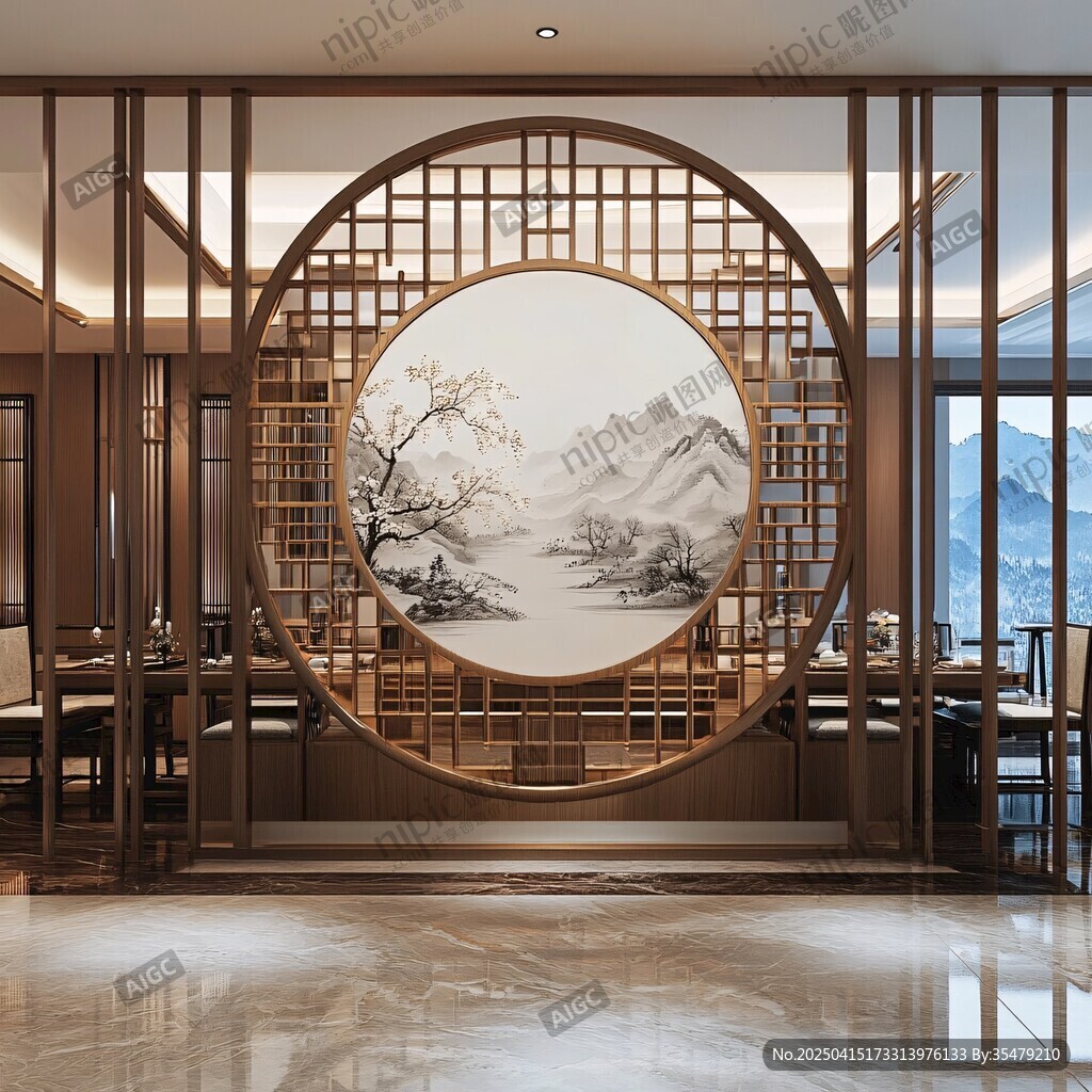 中式典雅屏風(fēng)營造古韻空間