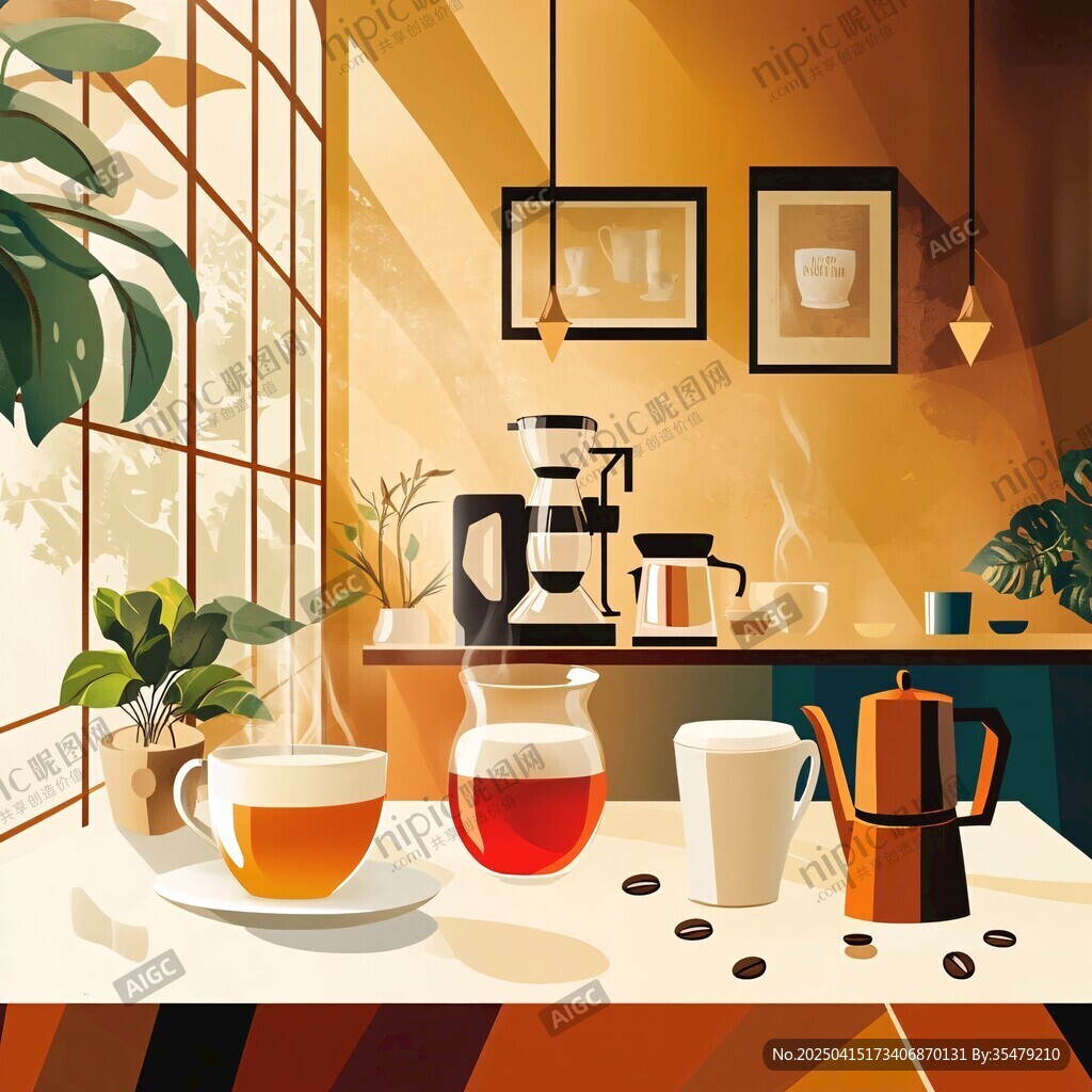 溫馨室內(nèi)的茶飲咖啡時(shí)光