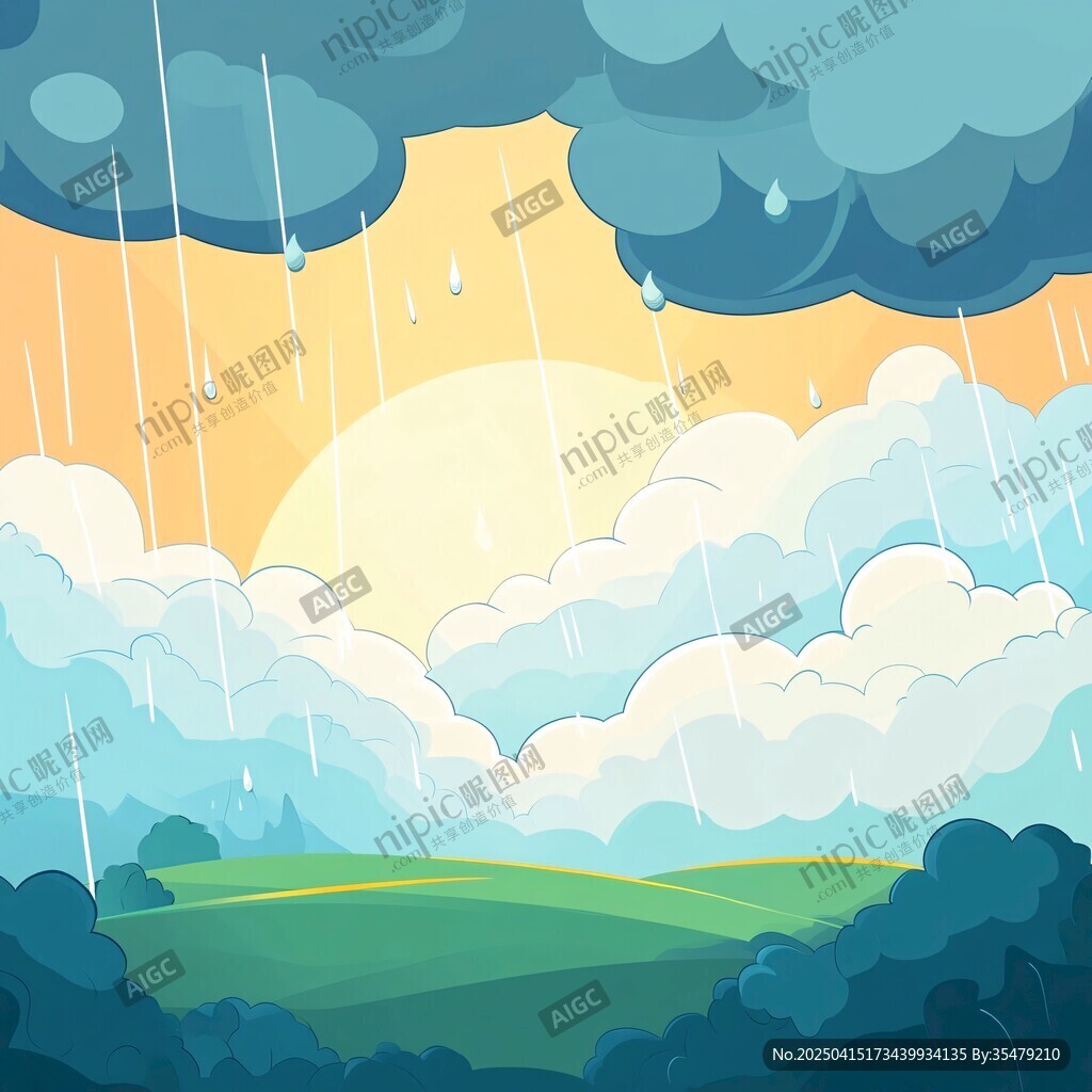 雨幕下的田園風(fēng)光