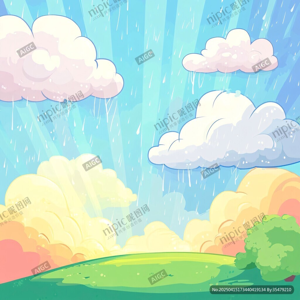 夏日雨天的清新田園風光