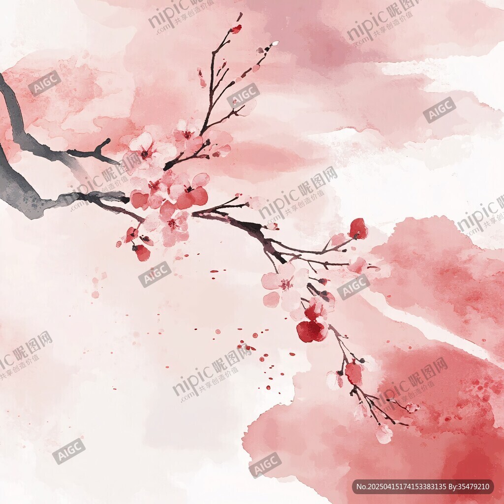 水墨紅梅圖 淡雅詩(shī)意風(fēng)