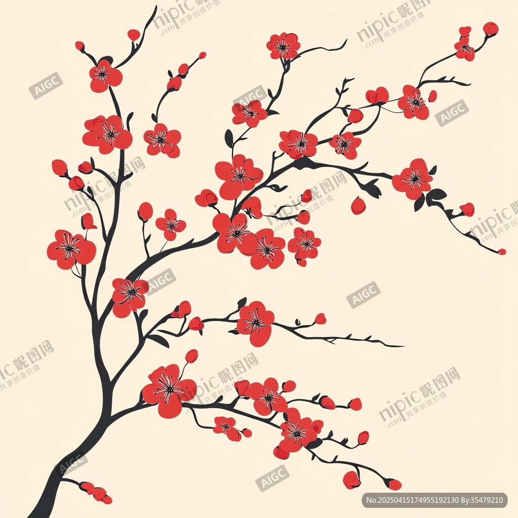 紅梅綻放圖