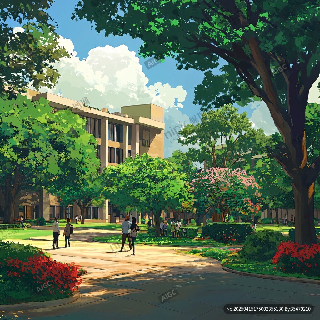 校園夏日美景 青春漫步處
