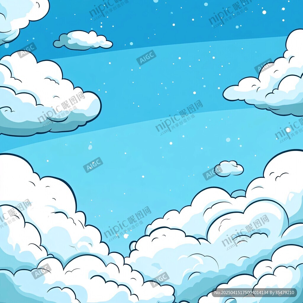 卡通風格藍天白云背景圖