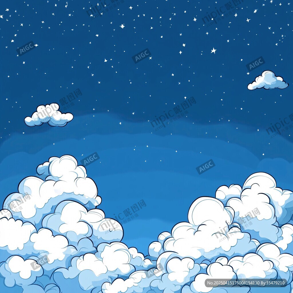 夢幻夜空下的云朵景觀